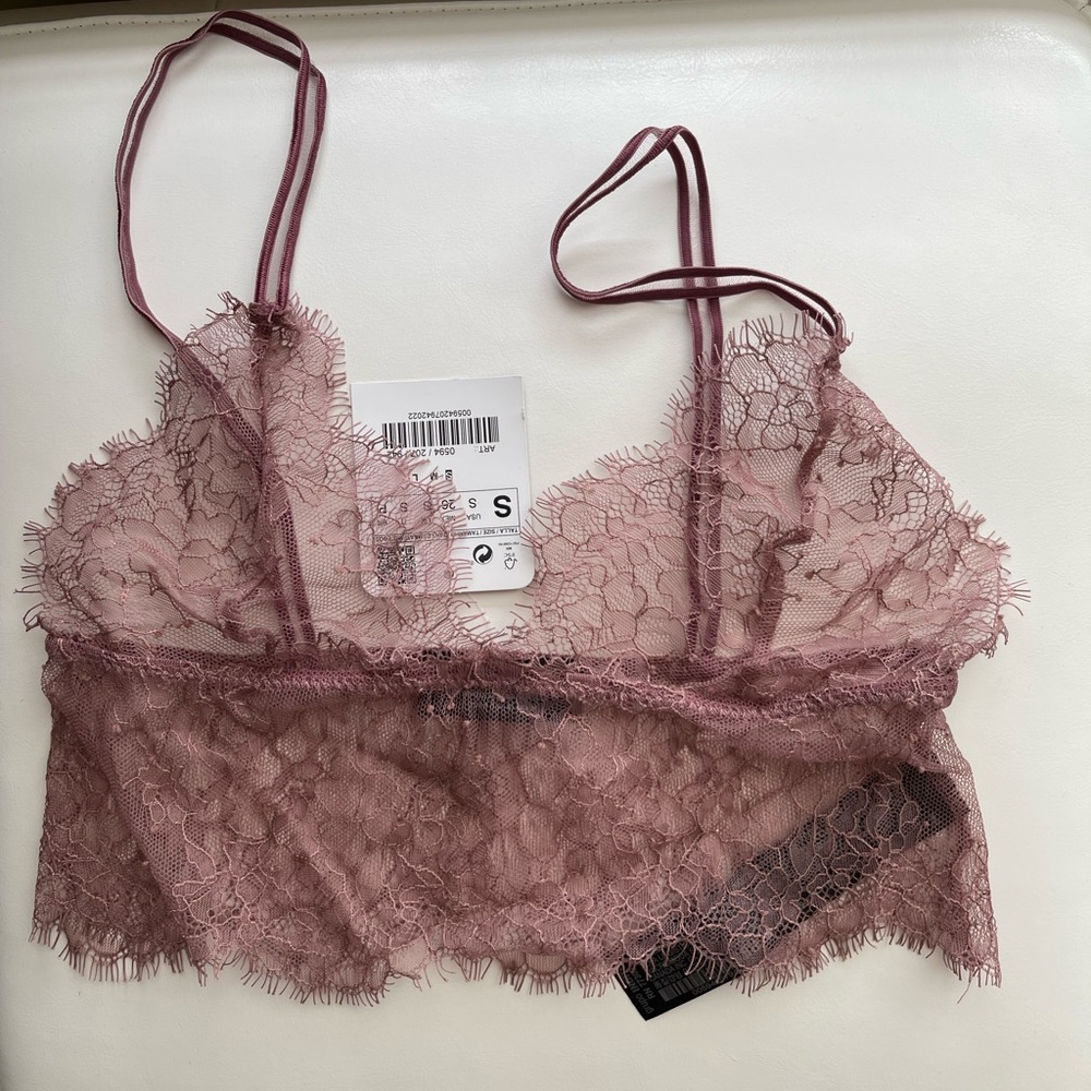 Mauve lace bralette from zara
